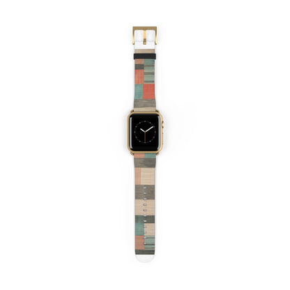 Modernes Apple Watch-Armband mit Erdtönen und Streifen | Modernes Armband in neutraler Farbpalette. Apple Watch-Armband, Apple Watch-Armbänder für Serie 4, 5, 6, 7, 8, 9, ULTRA SE, 38/40/41 mm und 42/44/45 mm, veganes Kunstlederarmband 