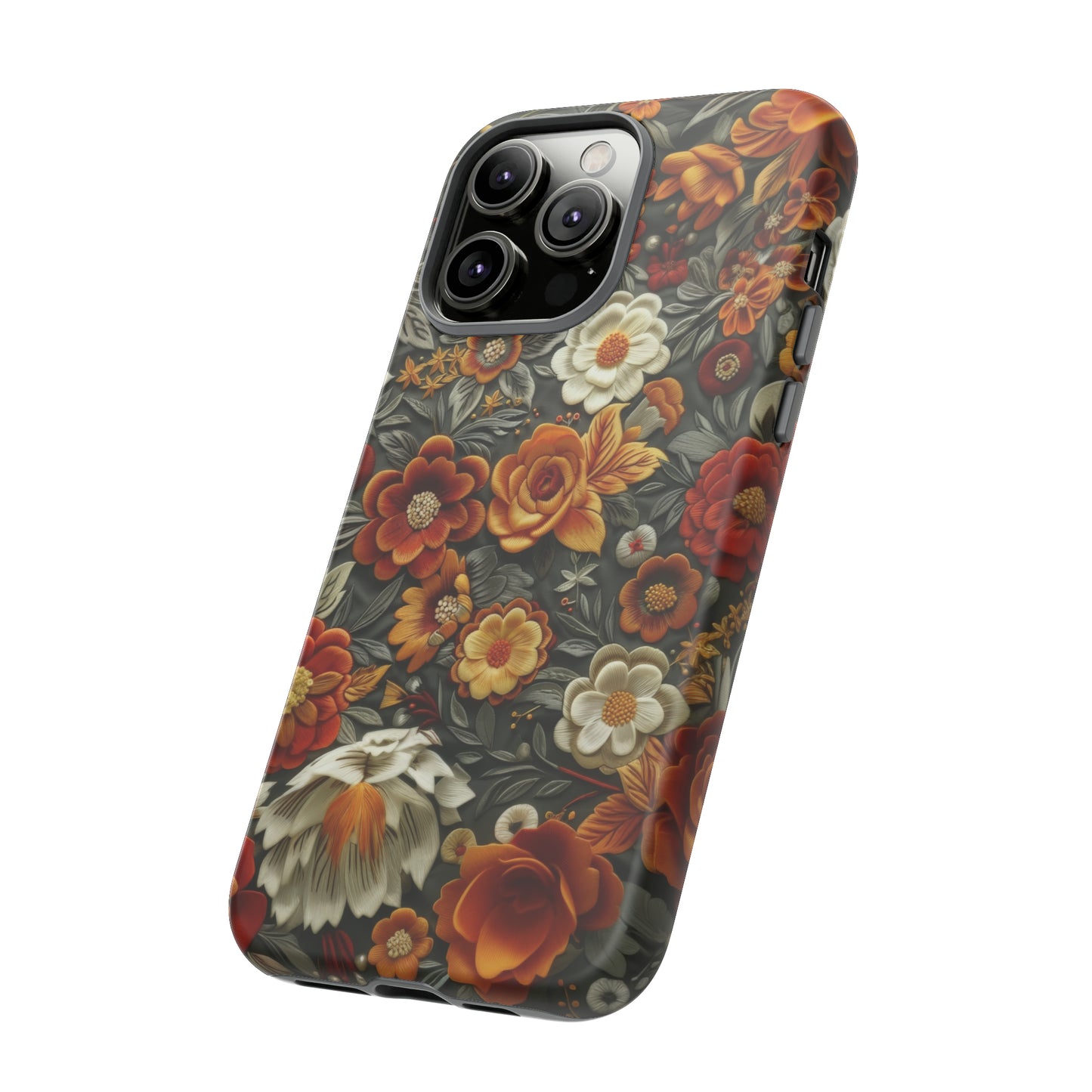 Custodia per iPhone con fiori autunnali, calda eleganza floreale, custodia protettiva stagionale, custodie per telefoni resistenti