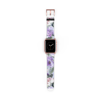 Purple Floral Elegance Apple Watch Band, Artistic Lilac Flower Accessory, Chic Spring Fashion Wearable, Unique Gift. Apple Watch Band Apple Watch Straps For Series 4 5 6 7 8 9 ULTRA SE 38/40/41mm & 42/44/45mm Vegan Faux Leather Band