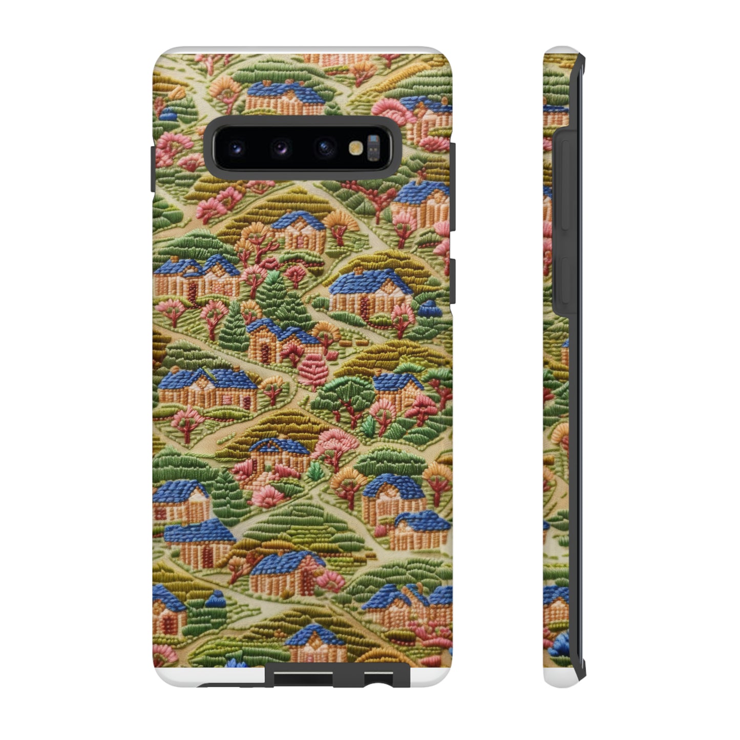 Caratteristica custodia per iPhone trapuntata in stile country, design patchwork affascinante, cover per telefono artistica e protettiva, custodie per telefono resistenti