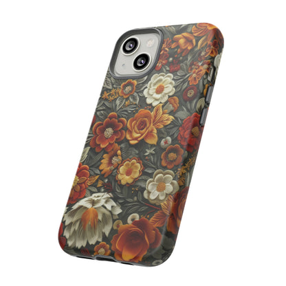 Custodia per iPhone con fiori autunnali, calda eleganza floreale, custodia protettiva stagionale, custodie per telefoni resistenti