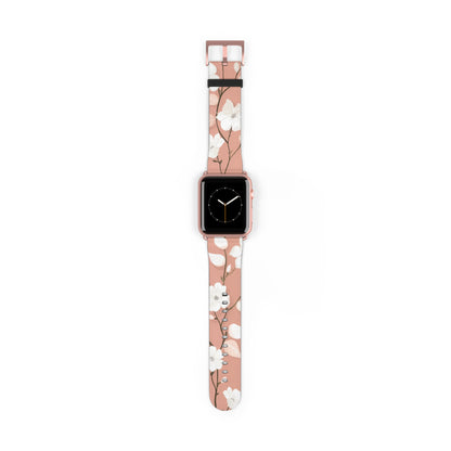 Floral Pattern Apple Watch Band, Elegant Cherry Blossom Design, Soft Pink High-Quality Silicone Strap for Stylish Wear. Apple Watch Band Apple Watch Straps For Series 4 5 6 7 8 9 ULTRA SE 38/40/41mm & 42/44/45mm Vegan Faux Leather Band