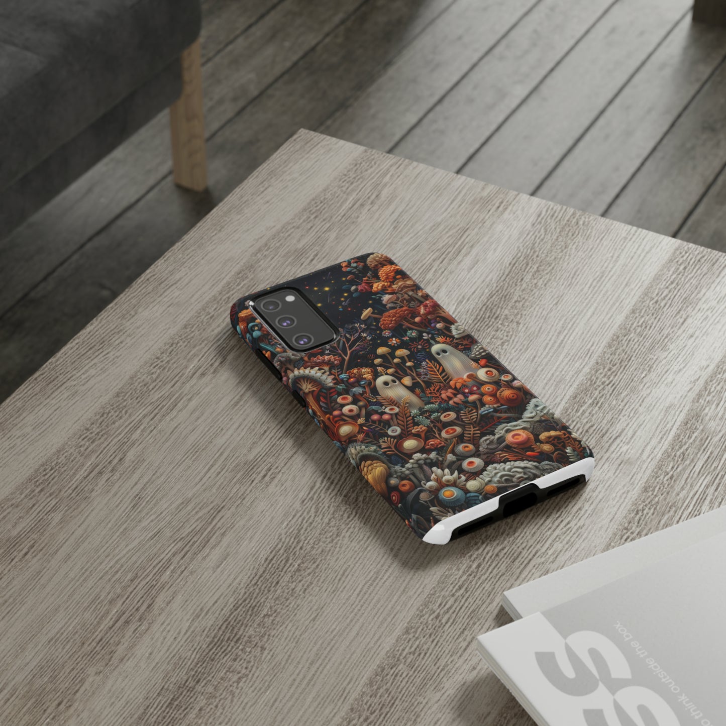 Cosmic Fantasy iPhone Case, Space-Themed Mushroom Design, Protective Cover with Galactic Charm, Tough Phone Cases