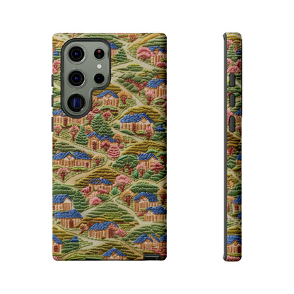 Caratteristica custodia per iPhone trapuntata in stile country, design patchwork affascinante, cover per telefono artistica e protettiva, custodie per telefono resistenti