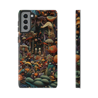 Custodia per telefono Foresta incantata, Design mistico di funghi e foglie, Cover protettiva magica per telefono, Custodie per telefono resistenti