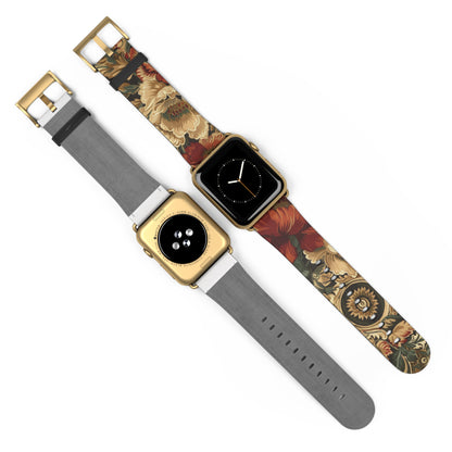 Renaissance Tapestry Floral Apple Watch Band | Klassisches Armband mit verziertem Stoffmuster. Apple Watch Band Apple Watch Armbänder für Serie 4 5 6 7 8 9 ULTRA SE 38/40/41 mm und 42/44/45 mm veganes Kunstlederband 