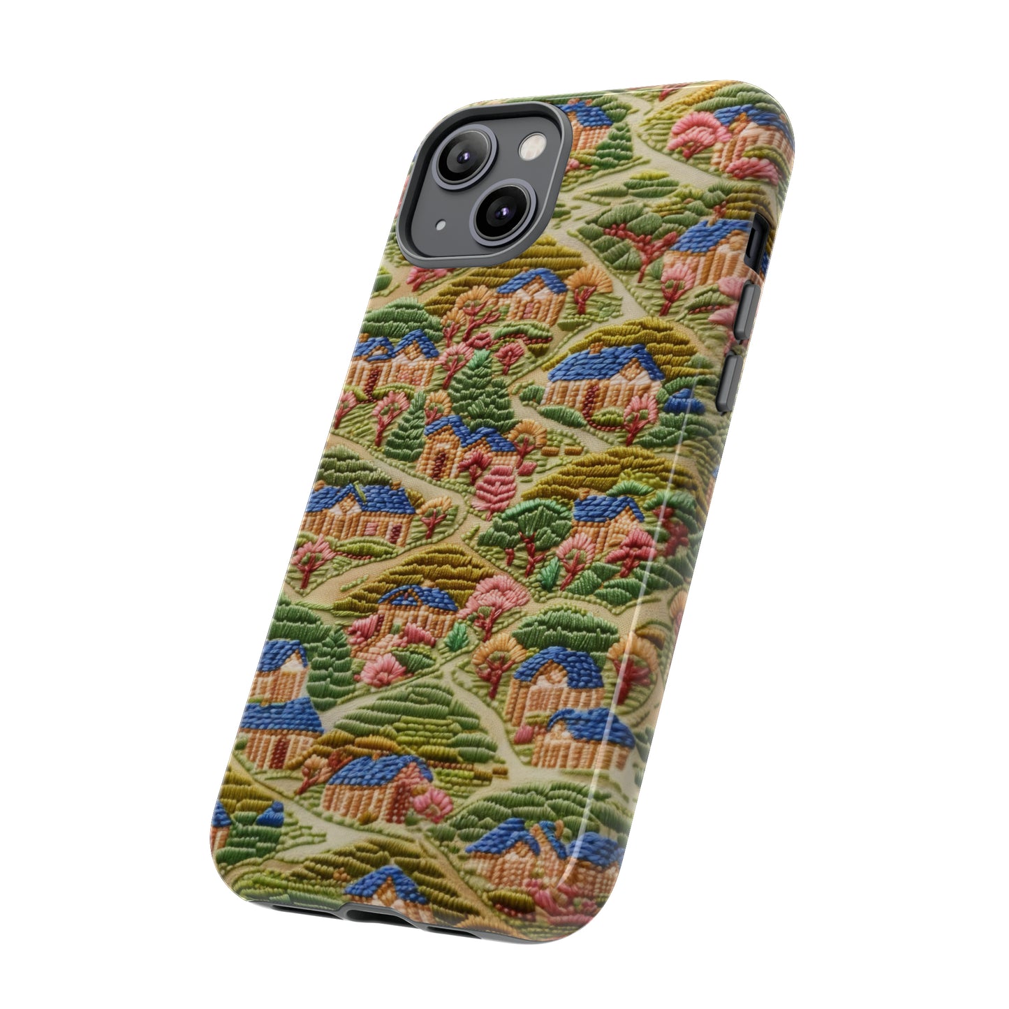 Caratteristica custodia per iPhone trapuntata in stile country, design patchwork affascinante, cover per telefono artistica e protettiva, custodie per telefono resistenti