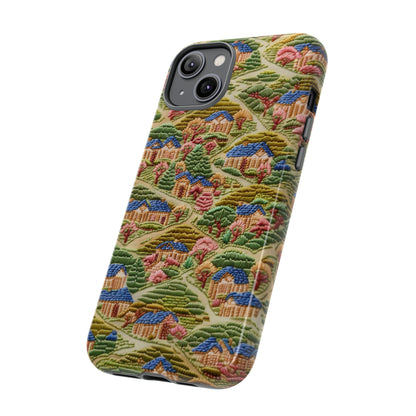 Caratteristica custodia per iPhone trapuntata in stile country, design patchwork affascinante, cover per telefono artistica e protettiva, custodie per telefono resistenti