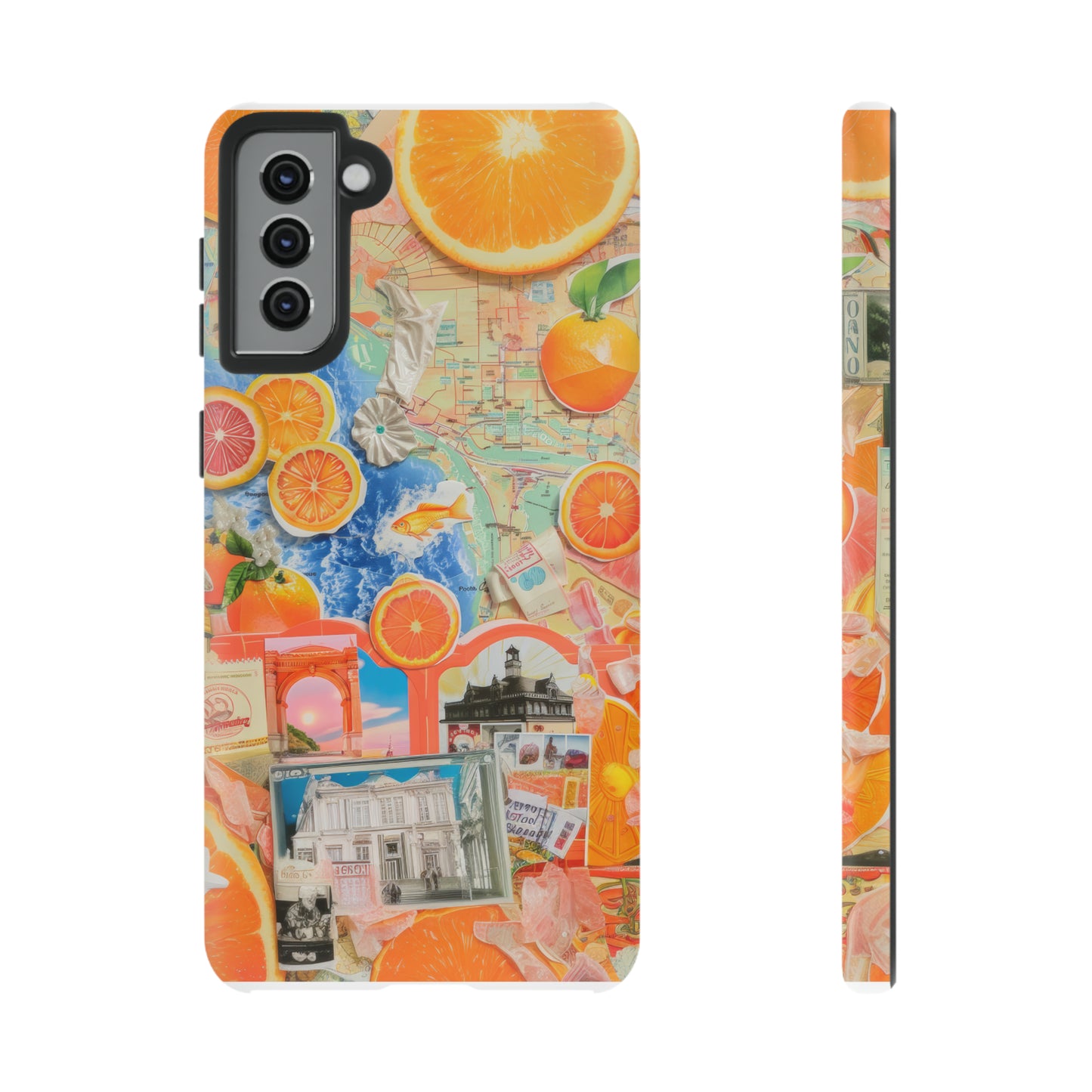 Custodia per telefono collage da viaggio Citrus Escape, design vivace per le vacanze estive per smartphone, custodie resistenti 