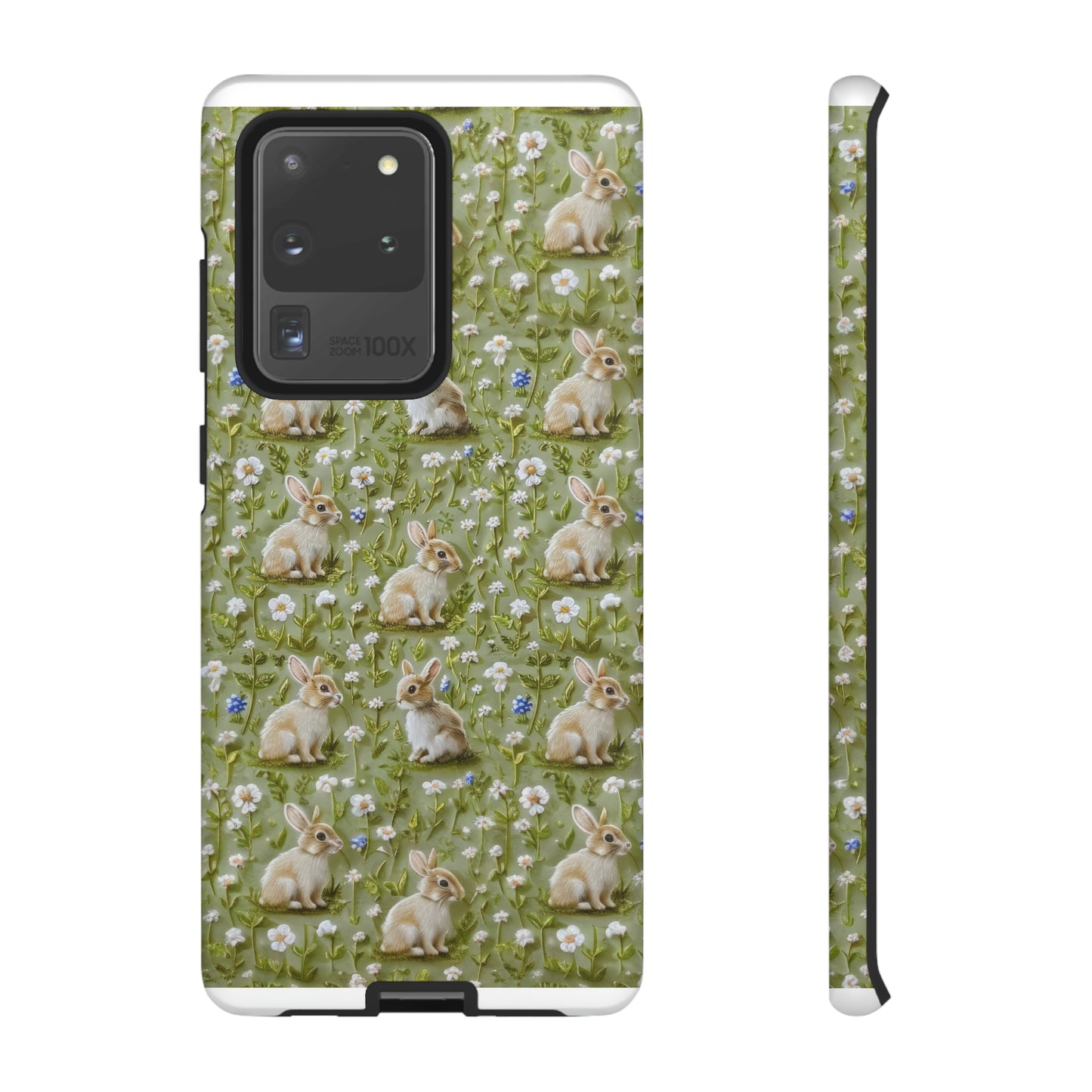 Custodia per iPhone Meadow Rabbits, design Serene Spring Wildlife, custodia protettiva di ispirazione ecologica, custodie per telefoni resistenti