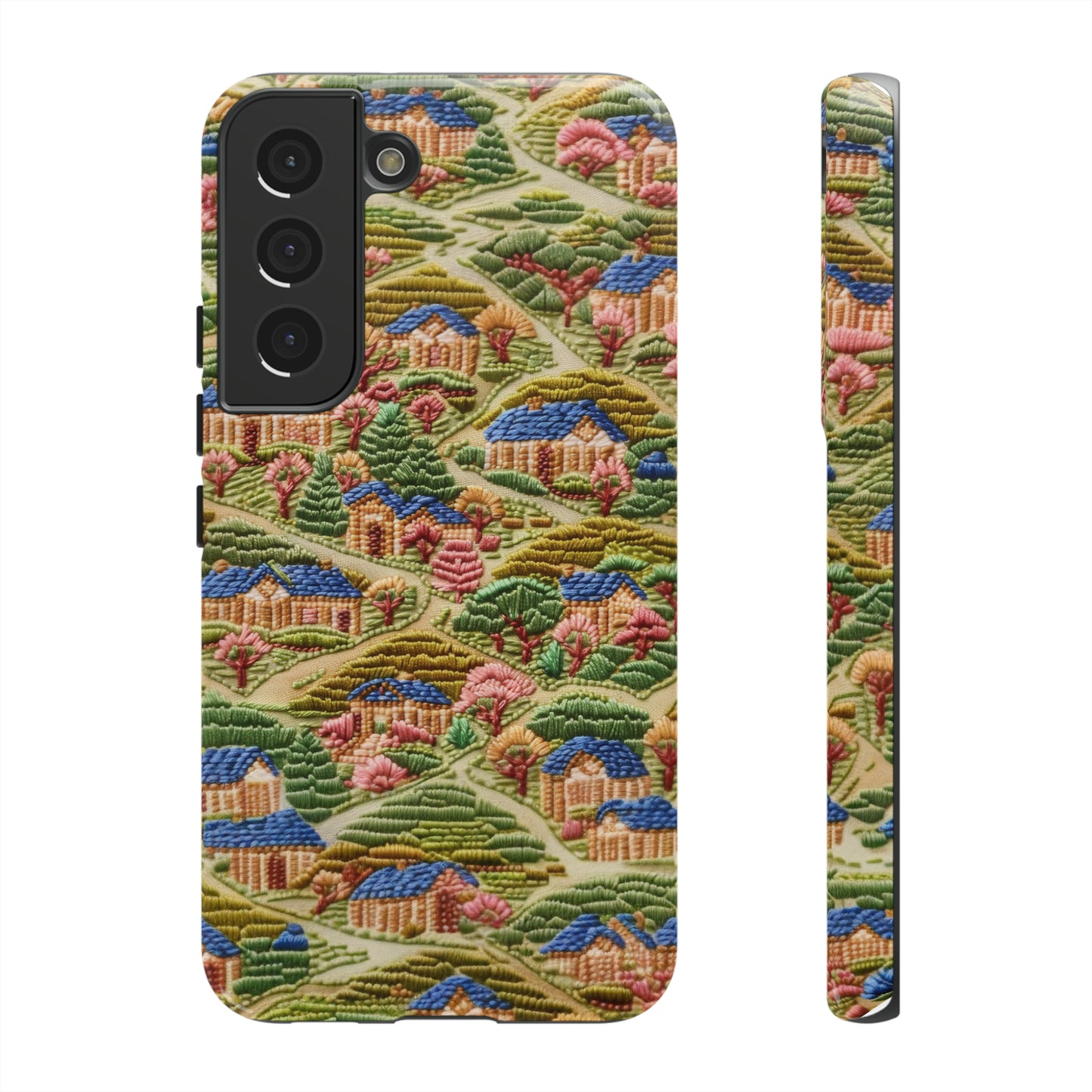 Caratteristica custodia per iPhone trapuntata in stile country, design patchwork affascinante, cover per telefono artistica e protettiva, custodie per telefono resistenti