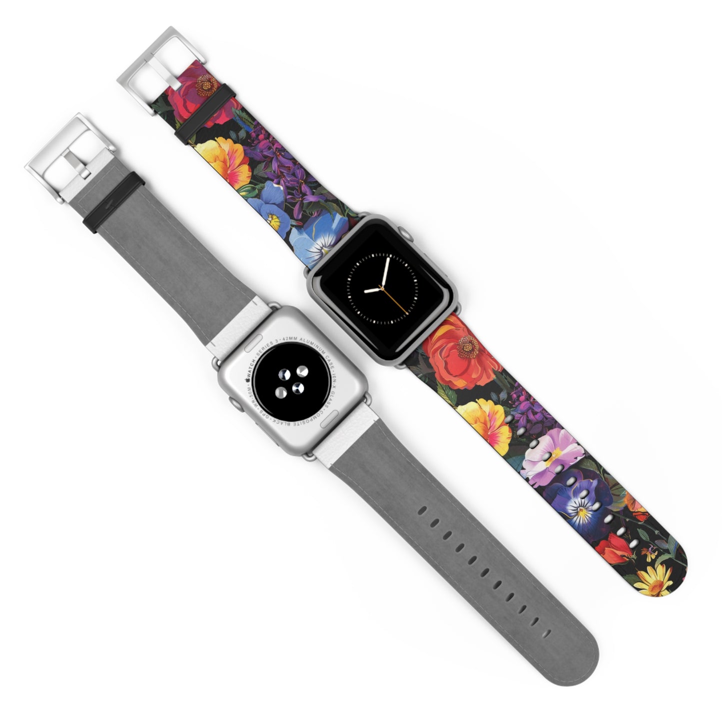 Floral Elegance Apple Watch Strap, Lush Botanical Print Watch Band, Chic Garden-Inspired Accessory for Everyday Style. Apple Watch Band Apple Watch Straps For Series 4 5 6 7 8 9 SE 38/40/41mm & 42/44/45mm Vegan Faux Leather Band