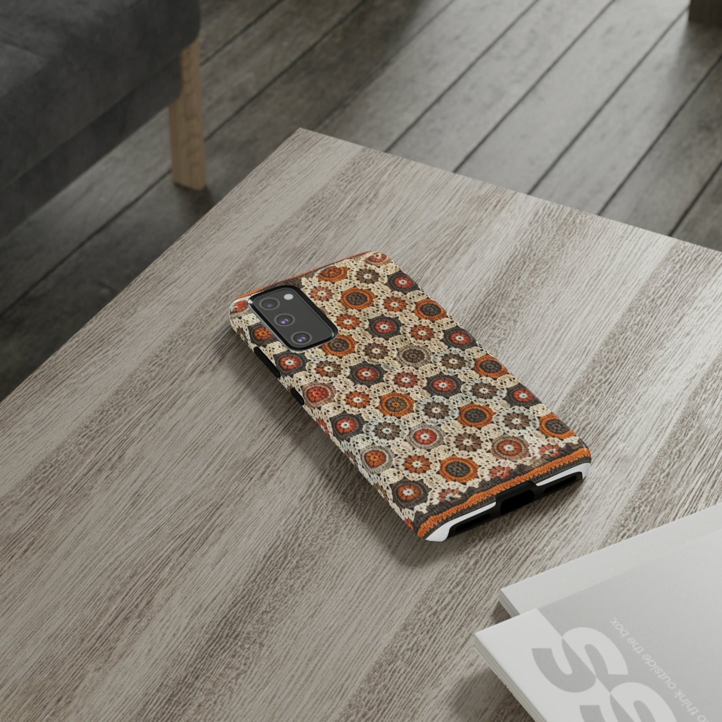 Custodia per iPhone retrò in pizzo all'uncinetto, estetica dal design artigianale, custodia protettiva in stile vintage, custodie per telefono resistenti