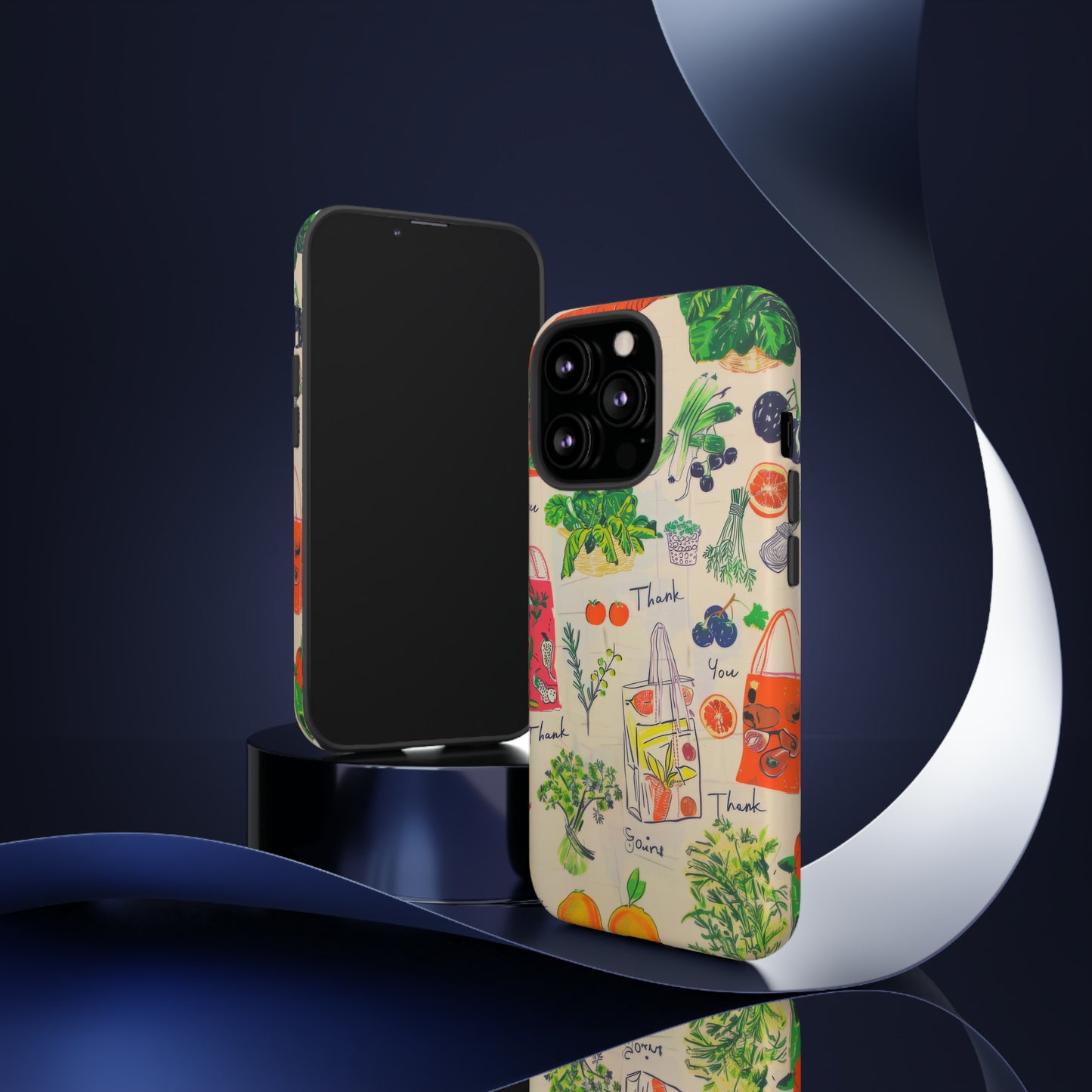 Custodia per telefono a tema di generi alimentari sostenibili, cover dal design ecologico per lo shopping per smartphone, custodie per telefoni resistenti 