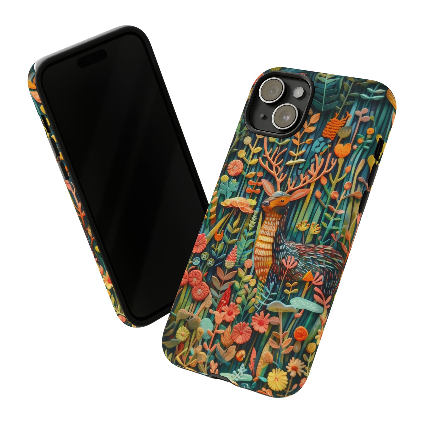 Mystical Woodland Stag iPhone Case, Vibrant Nature Scene, Artistic Protective Cover, Tough Phone Cases