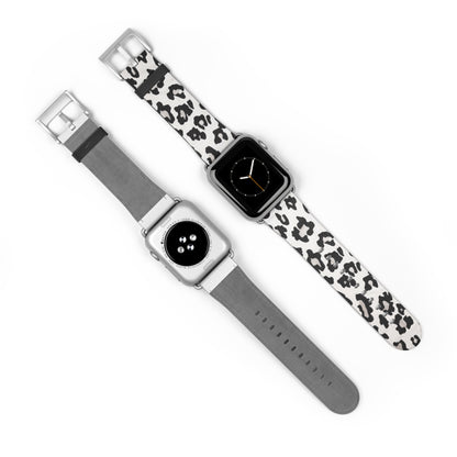 Klassisches schwarz-weißes Apple Watch-Armband mit Rindsledermuster | Armband im Farmhouse-Stil. Apple Watch-Armband Apple Watch-Armbänder für Serie 4, 5, 6, 7, 8, 9, ULTRA SE, 38/40/41 mm und 42/44/45 mm, veganes Kunstlederarmband 