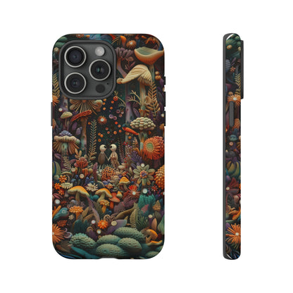 Custodia per telefono Foresta incantata, Design mistico di funghi e foglie, Cover protettiva magica per telefono, Custodie per telefono resistenti