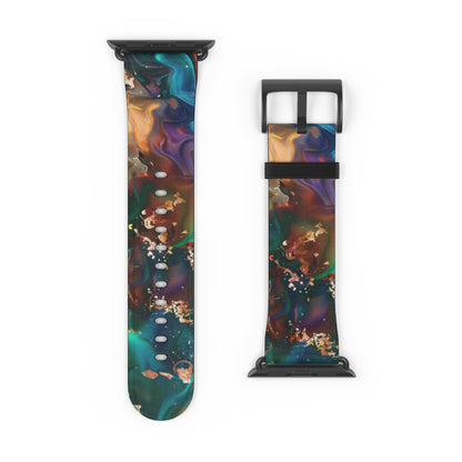 Cosmic Swirl Abstract Apple Watch Band, Galactic Marble Effect Smartwatch Strap, Vibrant Nebula-Inspired Wristband Accessory. Apple Watch Band Apple Watch Straps For Series 4 5 6 7 8 9 ULTRA SE 38/40/41mm & 42/44/45mm Vegan Faux Leather Band