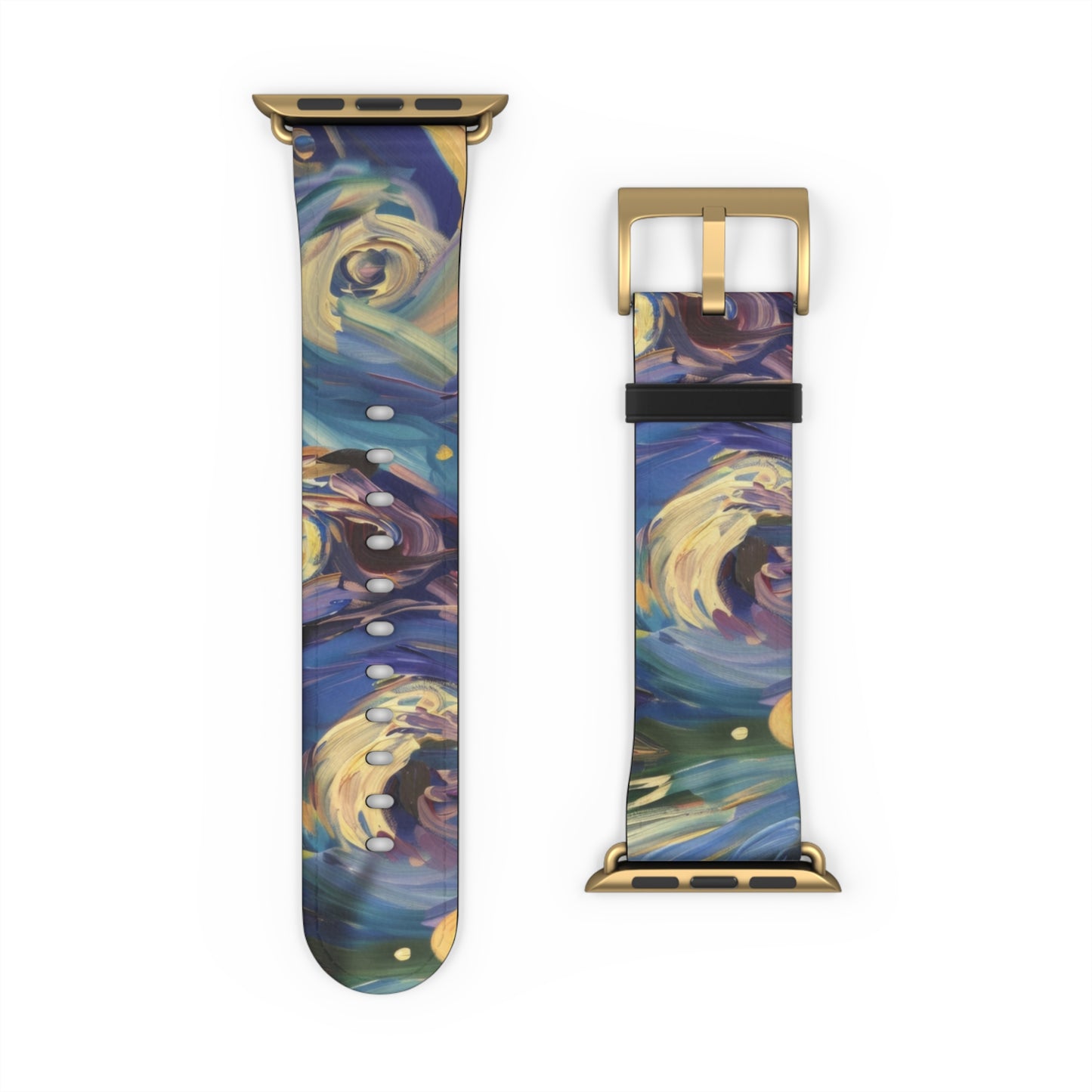 Starry Night Swirl Apple Watch Band, Van Gogh Inspired Art Strap, Expressionist Painting Accessory, Unique Art Lover's Watch Band, Creative Gift Idea. Apple Watch Straps For Series 4 5 6 7 8 9 ULTRA SE 38/40/41mm & 42/44/45mm Vegan Faux Leather Band