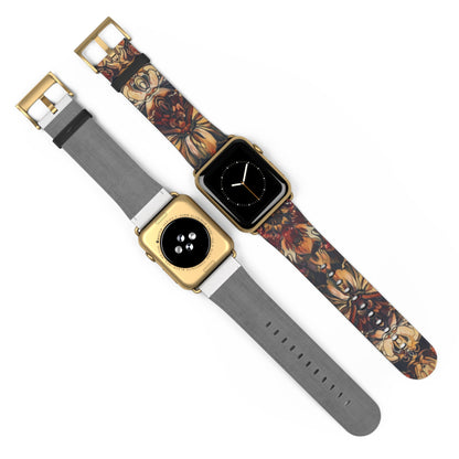 Renaissance Art Inspired Apple Watch Band, Classic Floral Tapestry Design, Elegant Accessory for Art Historians and Aficionados. Apple Watch Band Apple Watch Straps For Series 4 5 6 7 8 9 ULTRA SE 38/40/41mm & 42/44/45mm Vegan Faux Leather Band