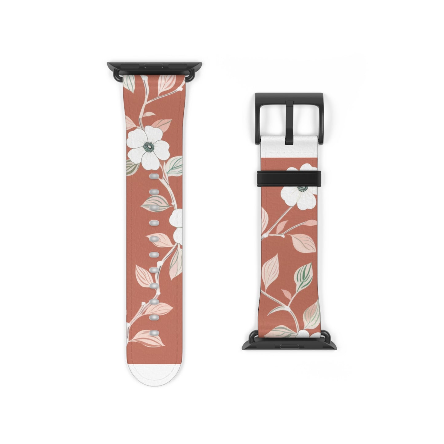 Terra Blossom Minimalist Apple Watch Band, Rustic Floral Elegance Smartwatch Strap, Subtle Earth Tone Wristband Accessory. Apple Watch Band Apple Watch Straps For Series 4 5 6 7 8 9 ULTRA SE 38/40/41mm & 42/44/45mm Vegan Faux Leather Band