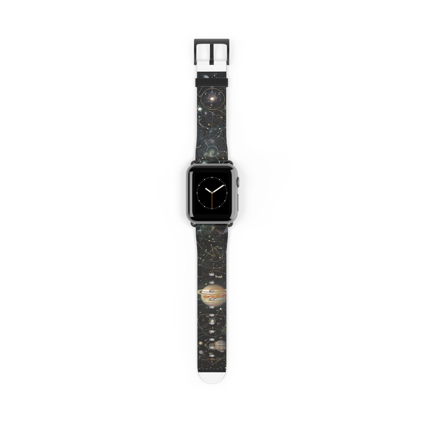 Solar System Exploration Apple Watch Band, Planetary Orbits & Constellations, Durable Black Silicone Strap for Astronomy Fans. Apple Watch Band Apple Watch Straps For Series 4 5 6 7 8 9 ULTRA SE 38/40/41mm & 42/44/45mm Vegan Faux Leather Band