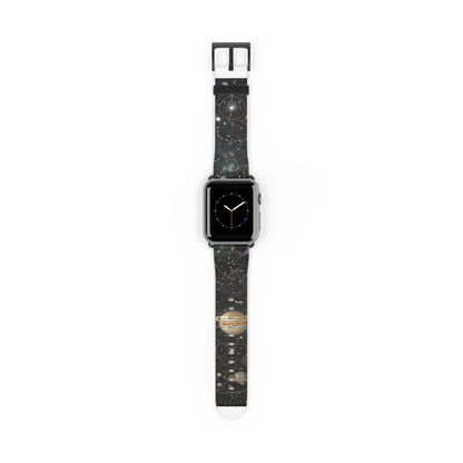 Solar System Exploration Apple Watch Band, Planetary Orbits & Constellations, Durable Black Silicone Strap for Astronomy Fans. Apple Watch Band Apple Watch Straps For Series 4 5 6 7 8 9 ULTRA SE 38/40/41mm & 42/44/45mm Vegan Faux Leather Band