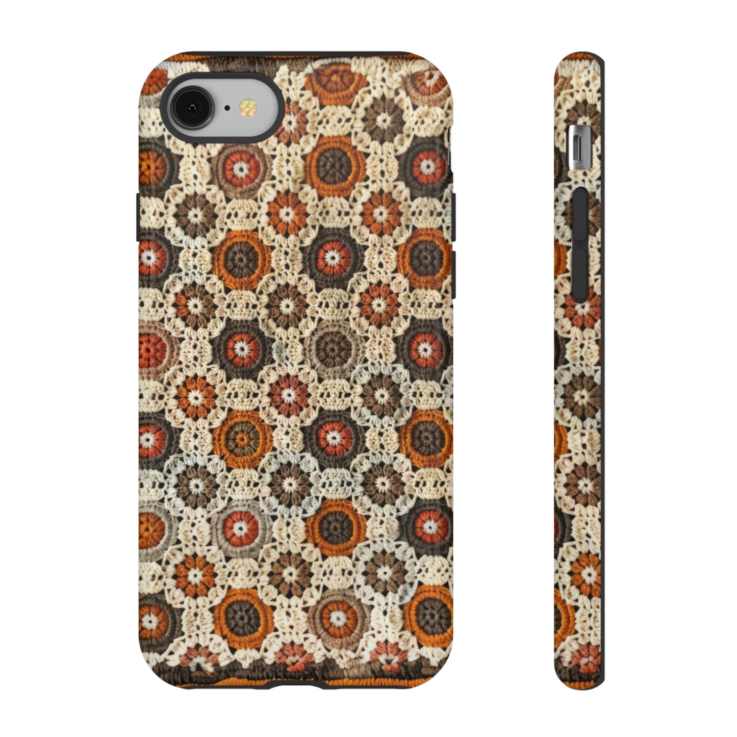 Custodia per iPhone retrò in pizzo all'uncinetto, estetica dal design artigianale, custodia protettiva in stile vintage, custodie per telefono resistenti