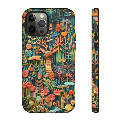 Mystical Woodland Stag iPhone Case, Vibrant Nature Scene, Artistic Protective Cover, Tough Phone Cases