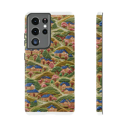 Caratteristica custodia per iPhone trapuntata in stile country, design patchwork affascinante, cover per telefono artistica e protettiva, custodie per telefono resistenti