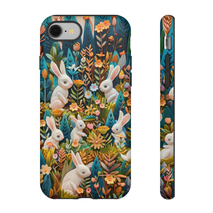 Mystical Garden Bunnies iPhone Case, Enchanted Floral Wonderland, Durable Protective Cover, Tough Phone Cases