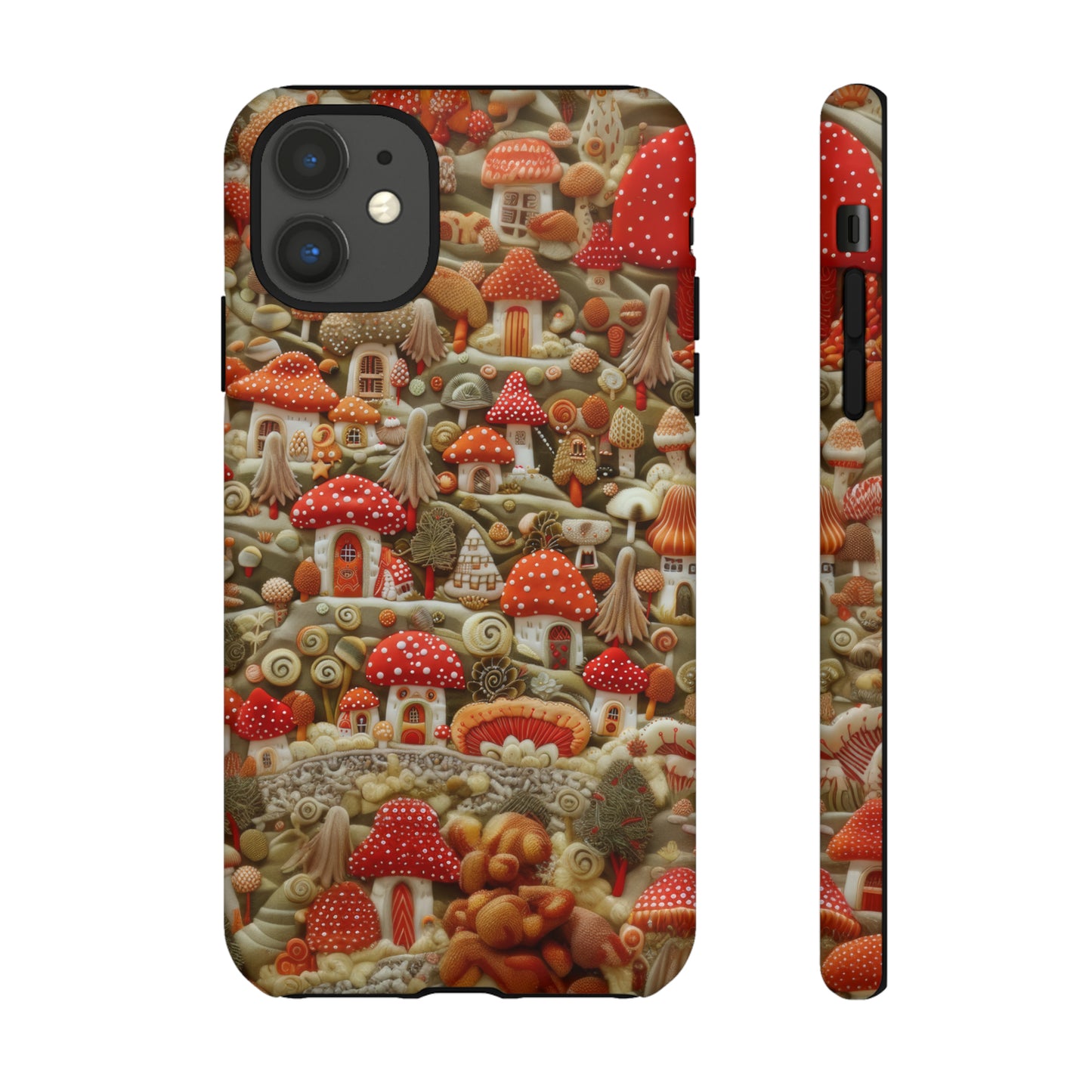 Custodia per iPhone Il villaggio dei funghi incantati, grafica con funghi fantasy, custodia protettiva unica, custodie per telefoni resistenti