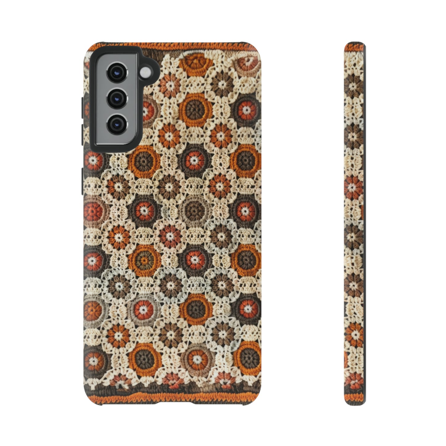 Custodia per iPhone retrò in pizzo all'uncinetto, estetica dal design artigianale, custodia protettiva in stile vintage, custodie per telefono resistenti