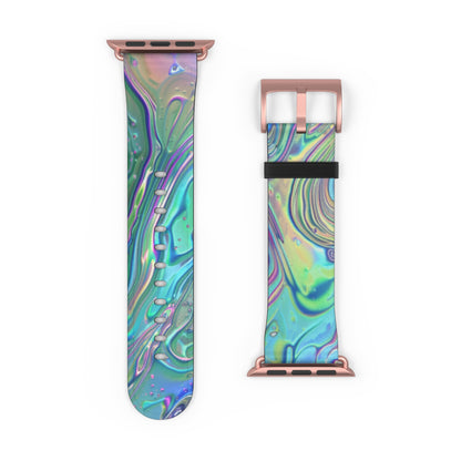 Iridescent Swirl Apple Watch Strap, Holographic Marbled Band, Mesmerizing Accessory for a Futuristic Style Statement. Apple Watch Band Apple Watch Straps For Series 4 5 6 7 8 9 ULTRA SE 38/40/41mm & 42/44/45mm Vegan Faux Leather Band