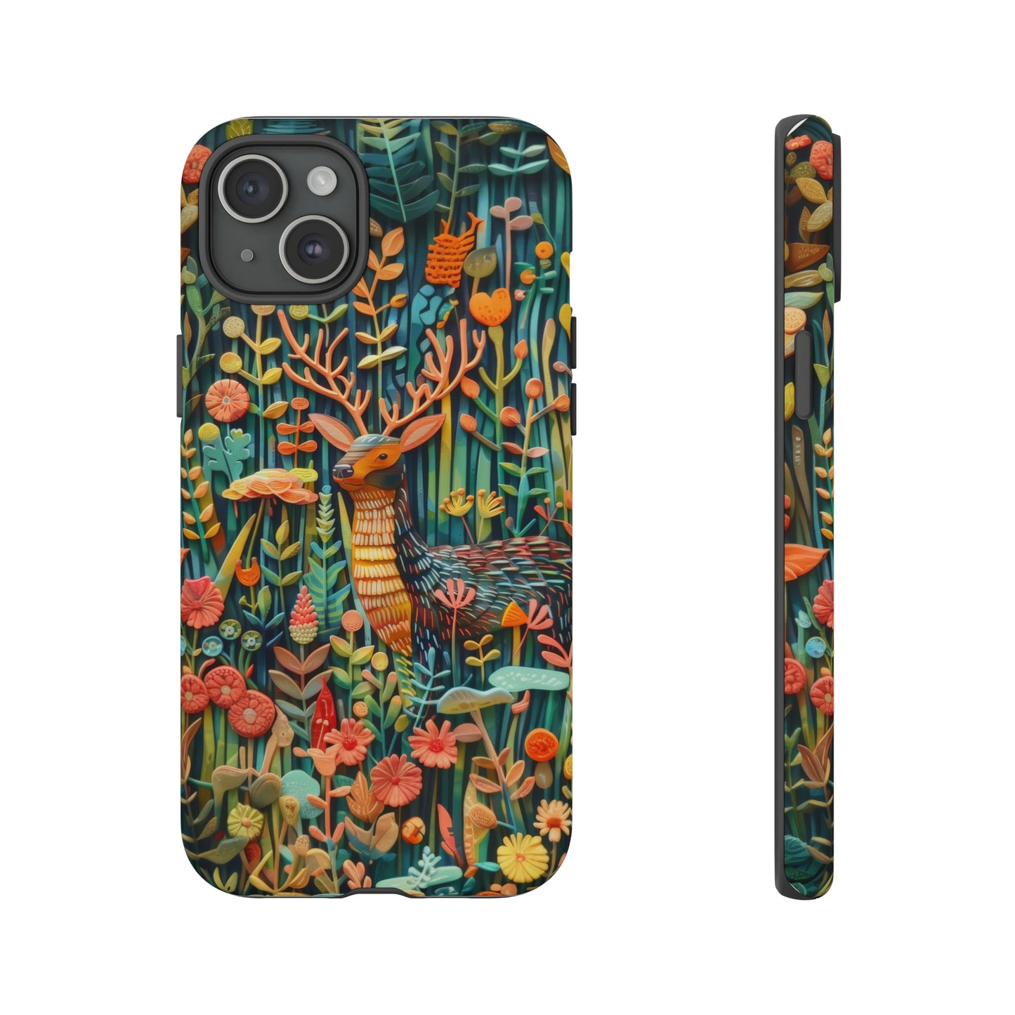 Mystical Woodland Stag iPhone Case, Vibrant Nature Scene, Artistic Protective Cover, Tough Phone Cases