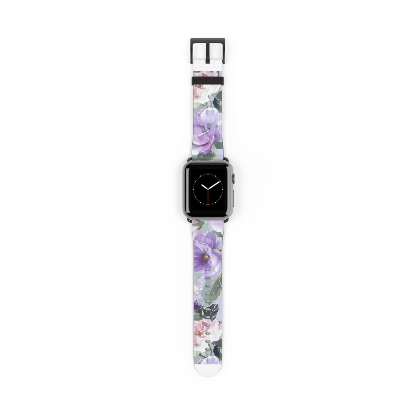 Purple Floral Elegance Apple Watch Band, Artistic Lilac Flower Accessory, Chic Spring Fashion Wearable, Unique Gift. Apple Watch Band Apple Watch Straps For Series 4 5 6 7 8 9 ULTRA SE 38/40/41mm & 42/44/45mm Vegan Faux Leather Band