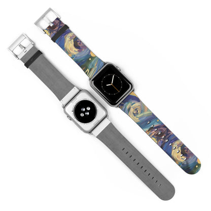 Starry Night Swirl Apple Watch Band, Van Gogh Inspired Art Strap, Expressionist Painting Accessory, Unique Art Lover's Watch Band, Creative Gift Idea. Apple Watch Straps For Series 4 5 6 7 8 9 ULTRA SE 38/40/41mm & 42/44/45mm Vegan Faux Leather Band