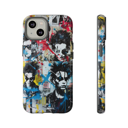 Urban Punk Graffiti Art Phone Case, Durable Protective Cover for Latest Models, Eye-Catching Street Style Accessory, Tough Cases