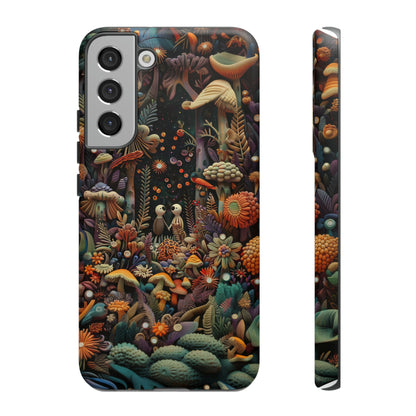 Custodia per telefono Foresta incantata, Design mistico di funghi e foglie, Cover protettiva magica per telefono, Custodie per telefono resistenti