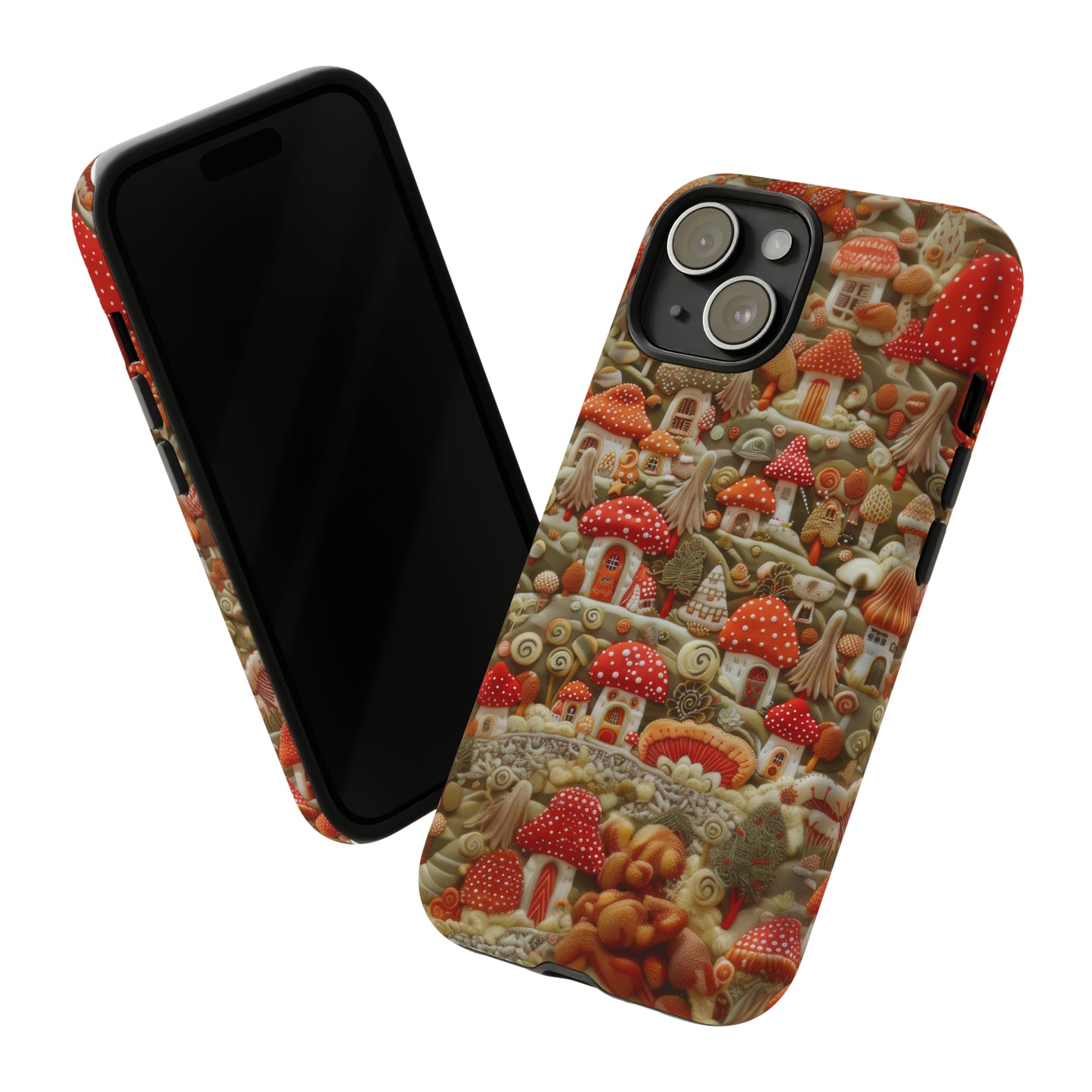 Custodia per iPhone Il villaggio dei funghi incantati, grafica con funghi fantasy, custodia protettiva unica, custodie per telefoni resistenti