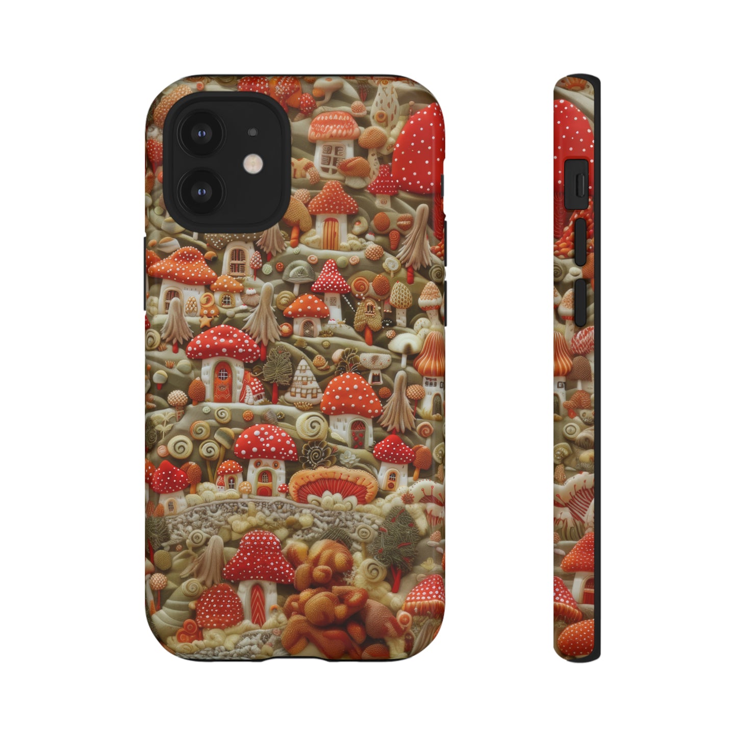 Custodia per iPhone Il villaggio dei funghi incantati, grafica con funghi fantasy, custodia protettiva unica, custodie per telefoni resistenti