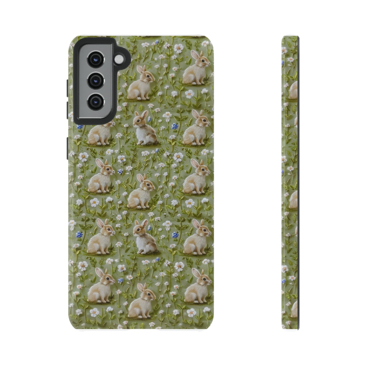 Custodia per iPhone Meadow Rabbits, design Serene Spring Wildlife, custodia protettiva di ispirazione ecologica, custodie per telefoni resistenti