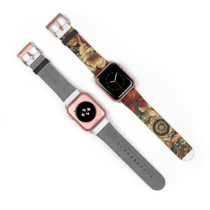 Renaissance Tapestry Floral Apple Watch Band | Klassisches Armband mit verziertem Stoffmuster. Apple Watch Band Apple Watch Armbänder für Serie 4 5 6 7 8 9 ULTRA SE 38/40/41 mm und 42/44/45 mm veganes Kunstlederband 