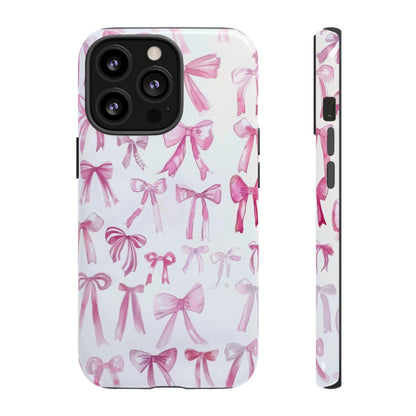 Pretty Pink Bows Phone Case, Feminine Ribbon Design Cover for Smartphones, Charming Accessory, Tough Phone Cases