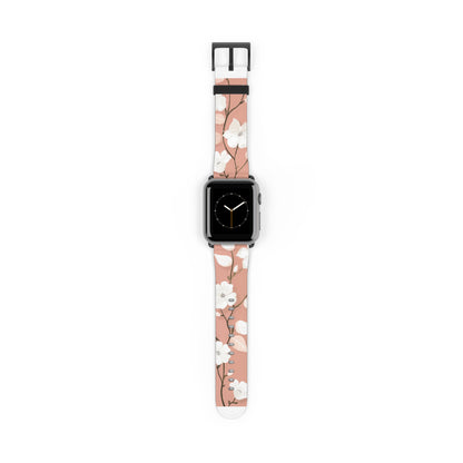 Floral Pattern Apple Watch Band, Elegant Cherry Blossom Design, Soft Pink High-Quality Silicone Strap for Stylish Wear. Apple Watch Band Apple Watch Straps For Series 4 5 6 7 8 9 ULTRA SE 38/40/41mm & 42/44/45mm Vegan Faux Leather Band