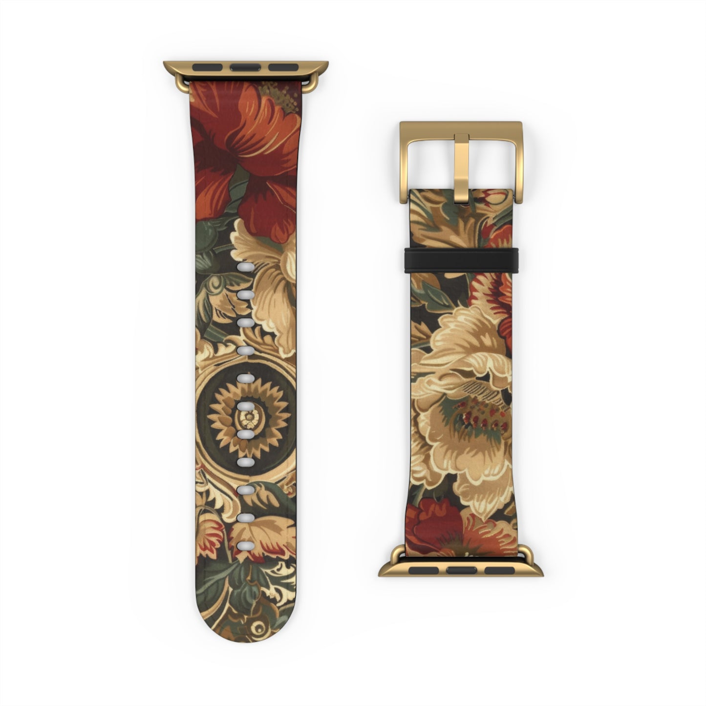 Renaissance Tapestry Floral Apple Watch Band | Klassisches Armband mit verziertem Stoffmuster. Apple Watch Band Apple Watch Armbänder für Serie 4 5 6 7 8 9 ULTRA SE 38/40/41 mm und 42/44/45 mm veganes Kunstlederband 