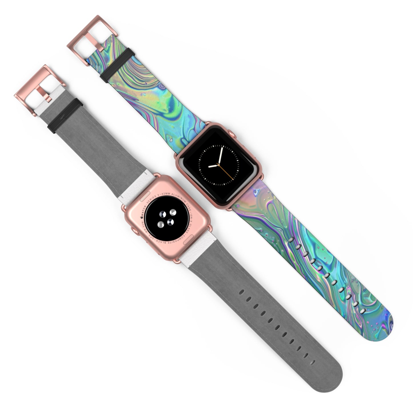 Iridescent Swirl Apple Watch Strap, Holographic Marbled Band, Mesmerizing Accessory for a Futuristic Style Statement. Apple Watch Band Apple Watch Straps For Series 4 5 6 7 8 9 ULTRA SE 38/40/41mm & 42/44/45mm Vegan Faux Leather Band