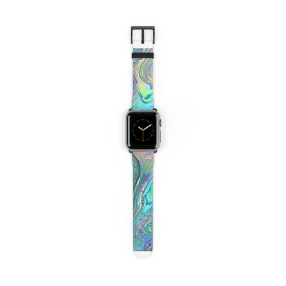 Iridescent Swirl Apple Watch Strap, Holographic Marbled Band, Mesmerizing Accessory for a Futuristic Style Statement. Apple Watch Band Apple Watch Straps For Series 4 5 6 7 8 9 ULTRA SE 38/40/41mm & 42/44/45mm Vegan Faux Leather Band