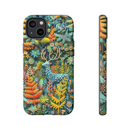 Zauberhafte Waldhirsch iPhone Hülle, Zauberhaftes Fauna- und Flora-Design, Schützende, von der Natur inspirierte Hülle, Robuste Handyhüllen