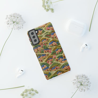 Caratteristica custodia per iPhone trapuntata in stile country, design patchwork affascinante, cover per telefono artistica e protettiva, custodie per telefono resistenti